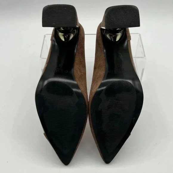 Torgeis NEW Womens 7.5 Block Heel Pumps Brown Suede & Patent Leather Minimalist - Picture 16 of 16
